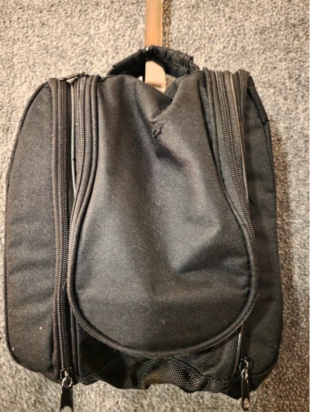 Hanging Travel Toiletry Bag Makeup Organizer Black Multiple Pockets Mirror Hook